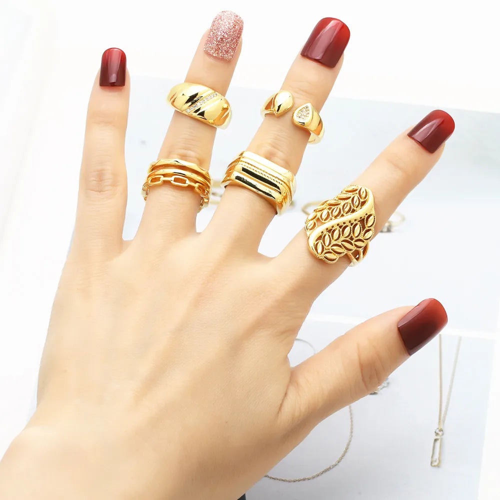 Copper 18K Gold Plated Plating Inlay Irregular Zircon Rings