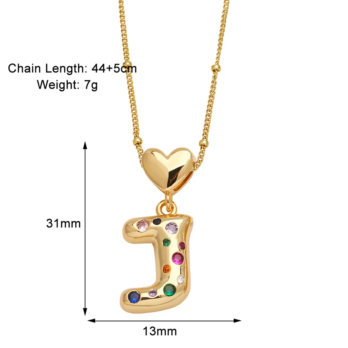 Copper 18K Gold Plated Plating Inlay Letter Zircon Pendant Necklace