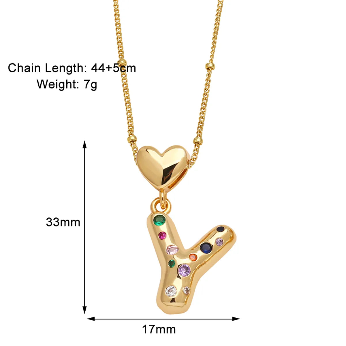 Copper 18K Gold Plated Plating Inlay Letter Zircon Pendant Necklace