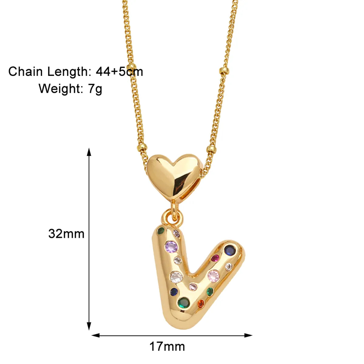 Copper 18K Gold Plated Plating Inlay Letter Zircon Pendant Necklace