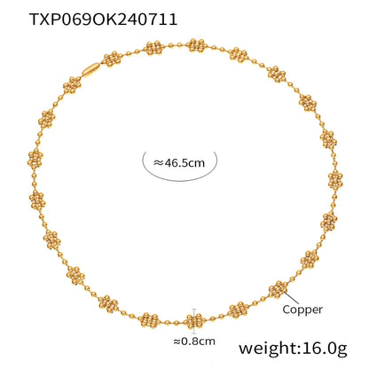 Copper 18K Gold Plated Plating Inlay Round Bracelets Necklace