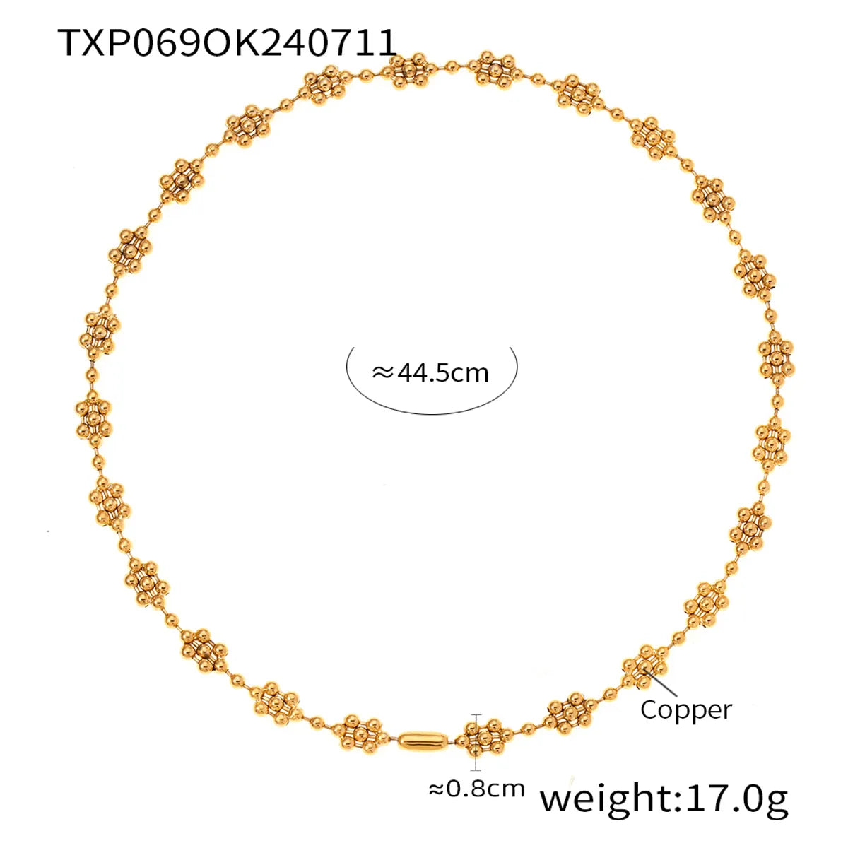 Copper 18K Gold Plated Plating Inlay Round Bracelets Necklace