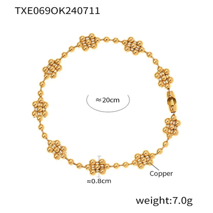 Copper 18K Gold Plated Plating Inlay Round Bracelets Necklace