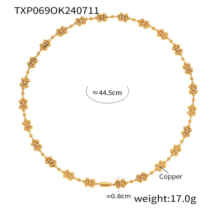 Copper 18K Gold Plated Plating Inlay Round Bracelets Necklace