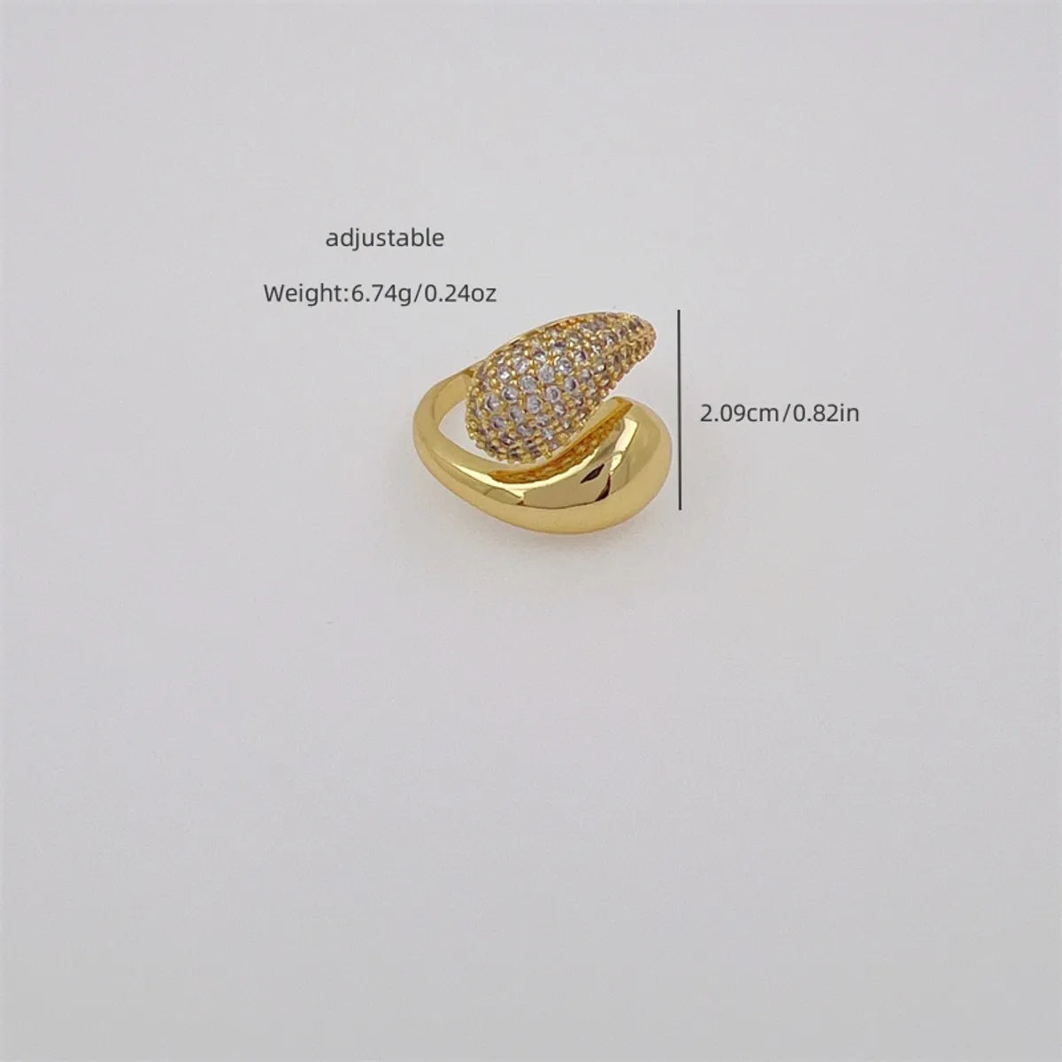 Copper 18K Gold Plated Plating Inlay Solid Color Zircon Open Rings