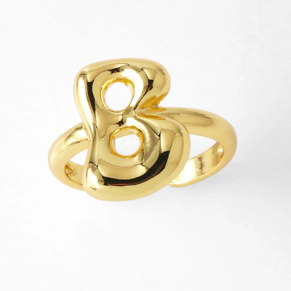 Copper 18K Gold Plated Plating Letter Open Rings