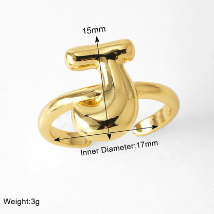 Copper 18K Gold Plated Plating Letter Open Rings