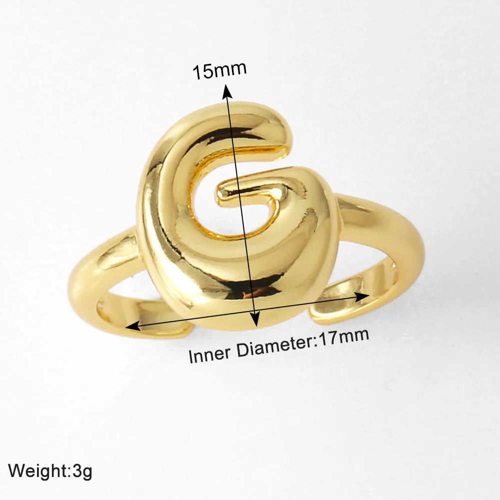 Copper 18K Gold Plated Plating Letter Open Rings