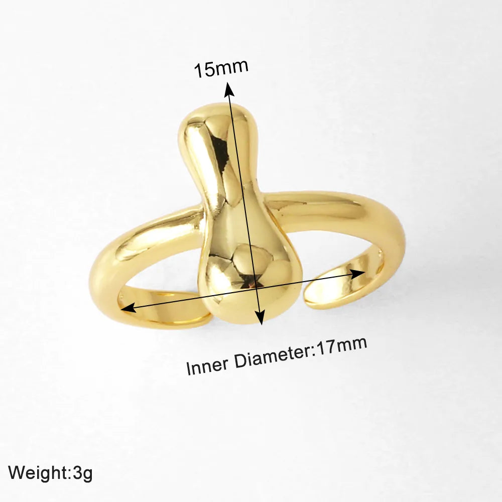 Copper 18K Gold Plated Plating Letter Open Rings