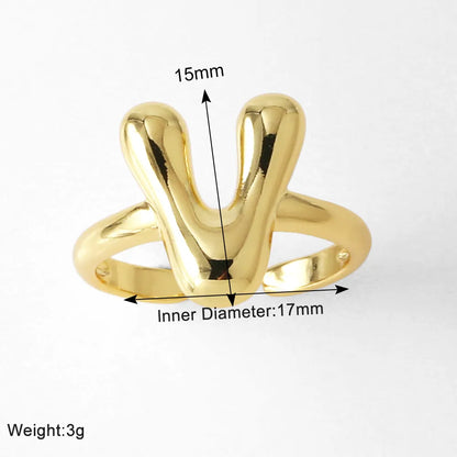 Copper 18K Gold Plated Plating Letter Open Rings