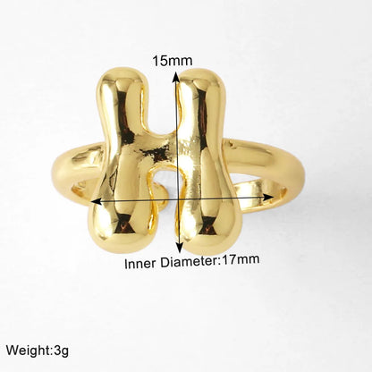 Copper 18K Gold Plated Plating Letter Open Rings