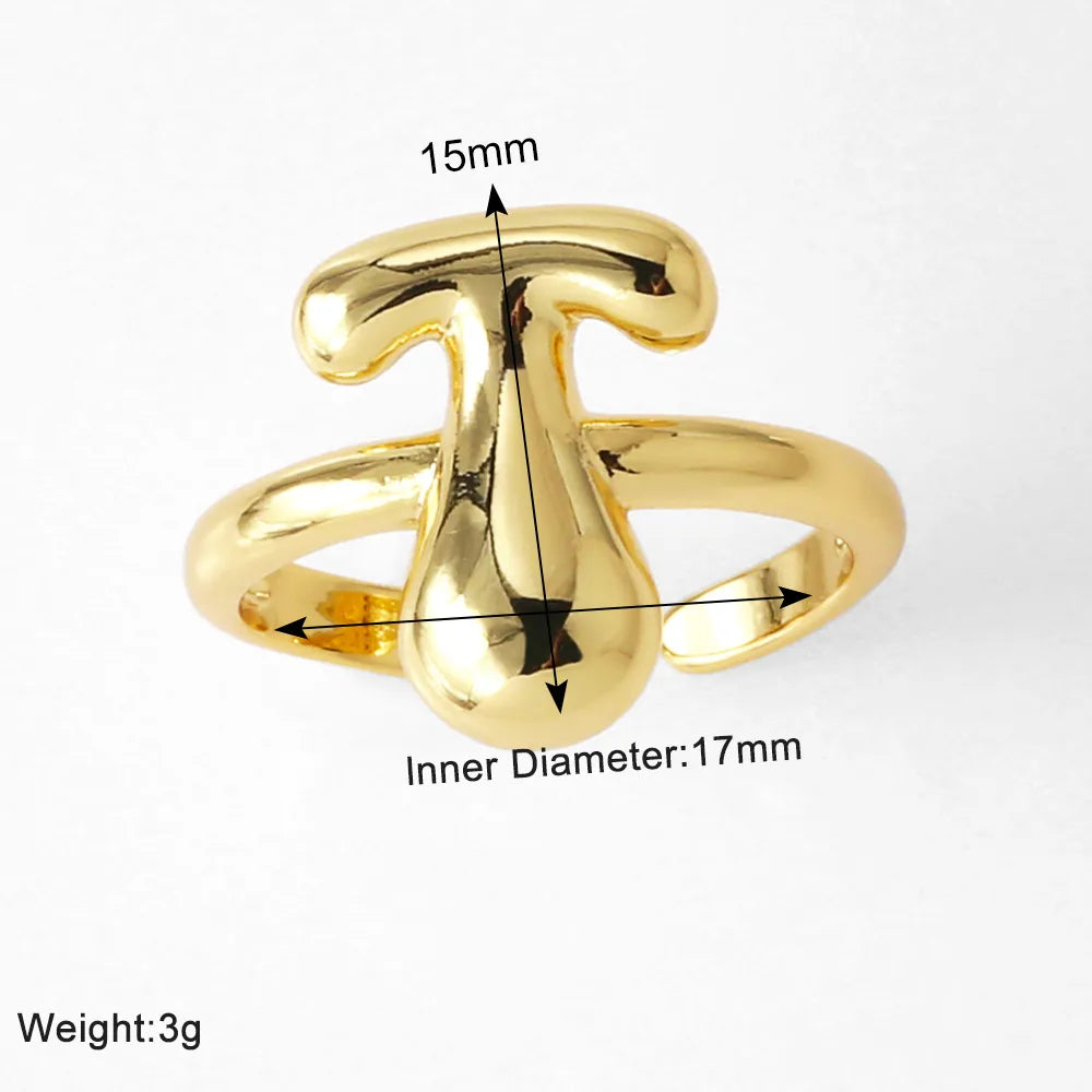 Copper 18K Gold Plated Plating Letter Open Rings