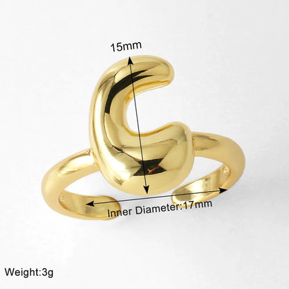 Copper 18K Gold Plated Plating Letter Open Rings