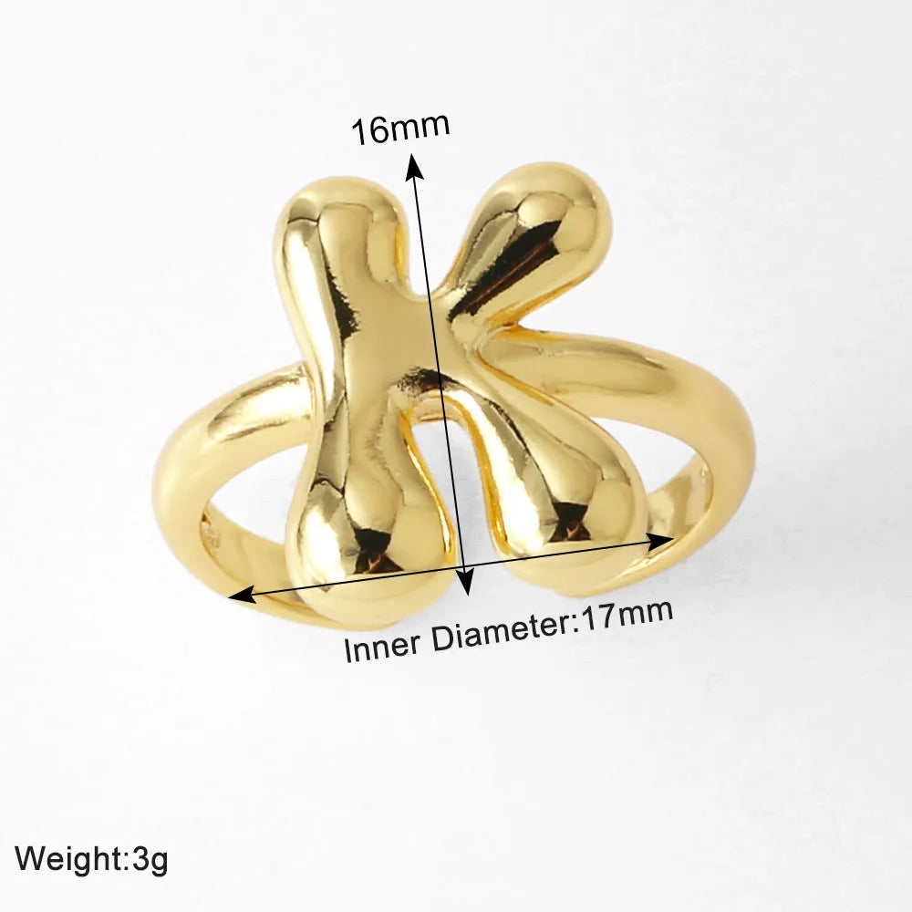 Copper 18K Gold Plated Plating Letter Open Rings