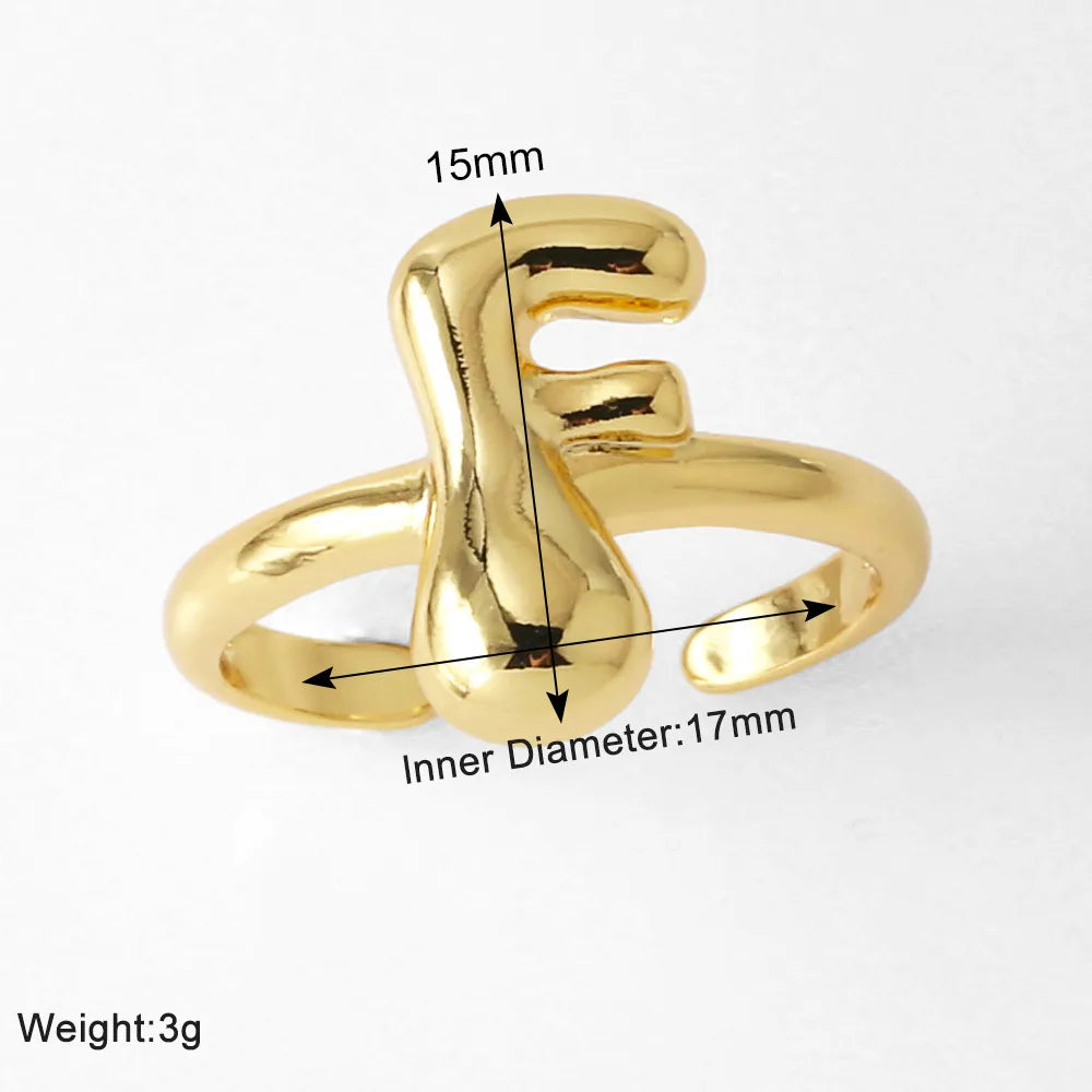 Copper 18K Gold Plated Plating Letter Open Rings