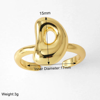 Copper 18K Gold Plated Plating Letter Open Rings