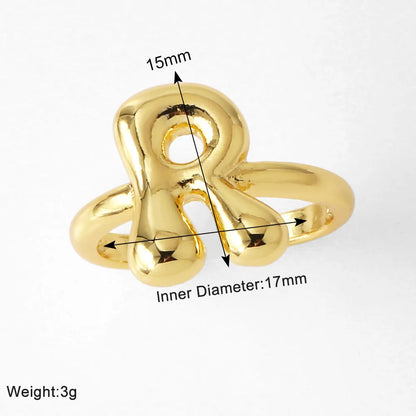 Copper 18K Gold Plated Plating Letter Open Rings