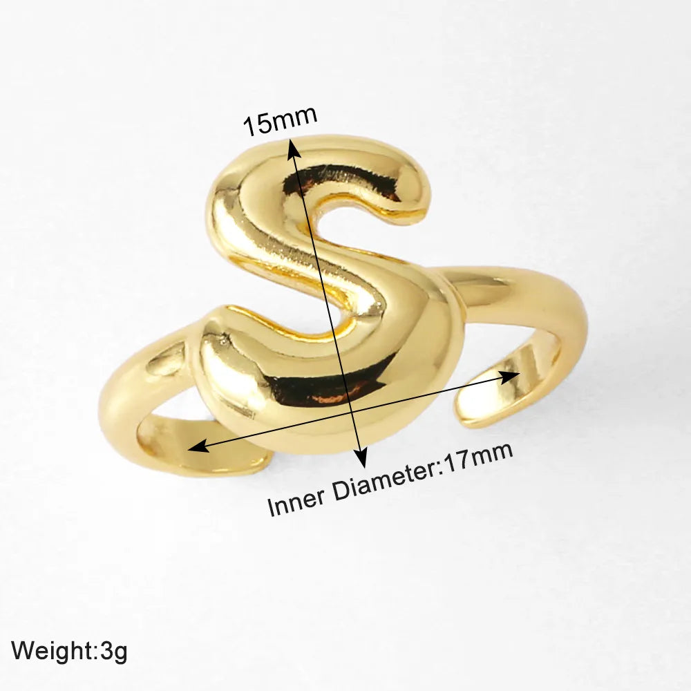 Copper 18K Gold Plated Plating Letter Open Rings