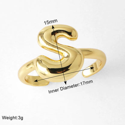 Copper 18K Gold Plated Plating Letter Open Rings