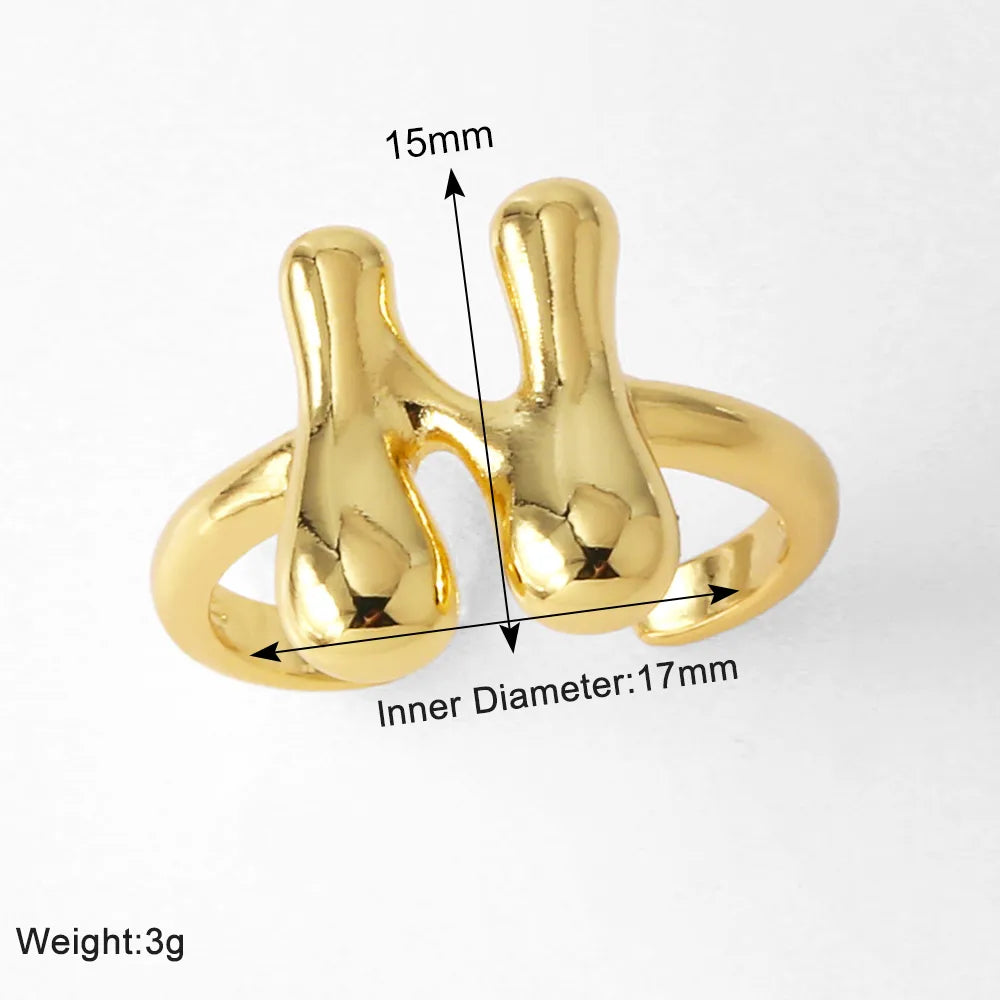 Copper 18K Gold Plated Plating Letter Open Rings