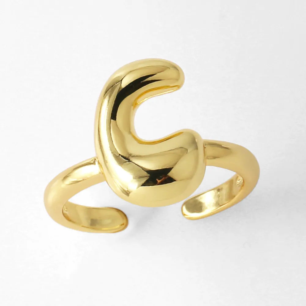 Copper 18K Gold Plated Plating Letter Open Rings