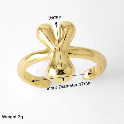 Copper 18K Gold Plated Plating Letter Open Rings