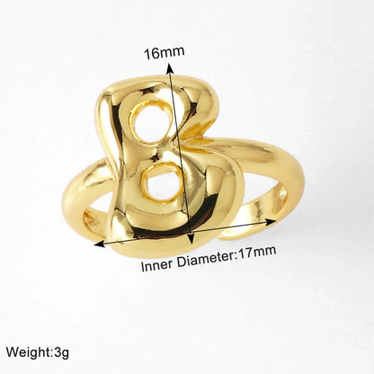 Copper 18K Gold Plated Plating Letter Open Rings