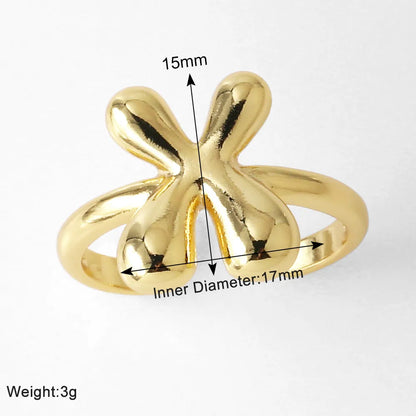 Copper 18K Gold Plated Plating Letter Open Rings