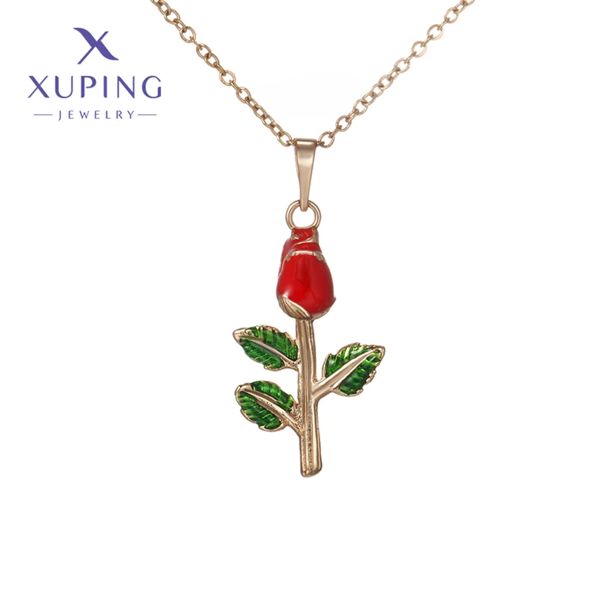 Copper 18K Gold Plated Platinum Plated Enamel Flower Pendant Necklace