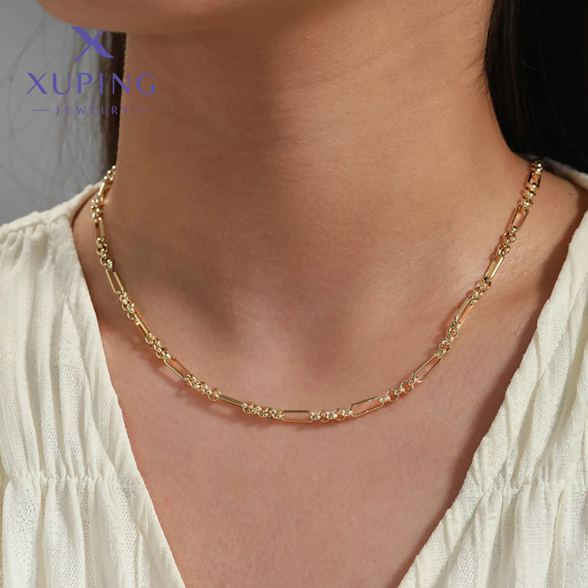 Copper 18K Gold Plated Platinum Plated Geometric Necklace