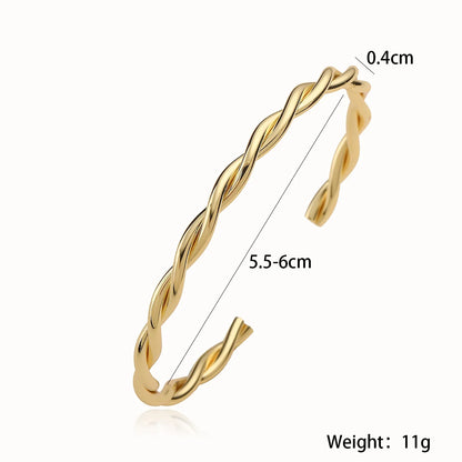 Copper 18K Gold Plated Retro Punk Simple Style Plating Solid Color Bangle