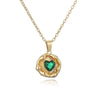 Copper 18K Gold Plated Retro Simple Style Commute Inlay Geometric Heart Shape Zircon Pendant Necklace