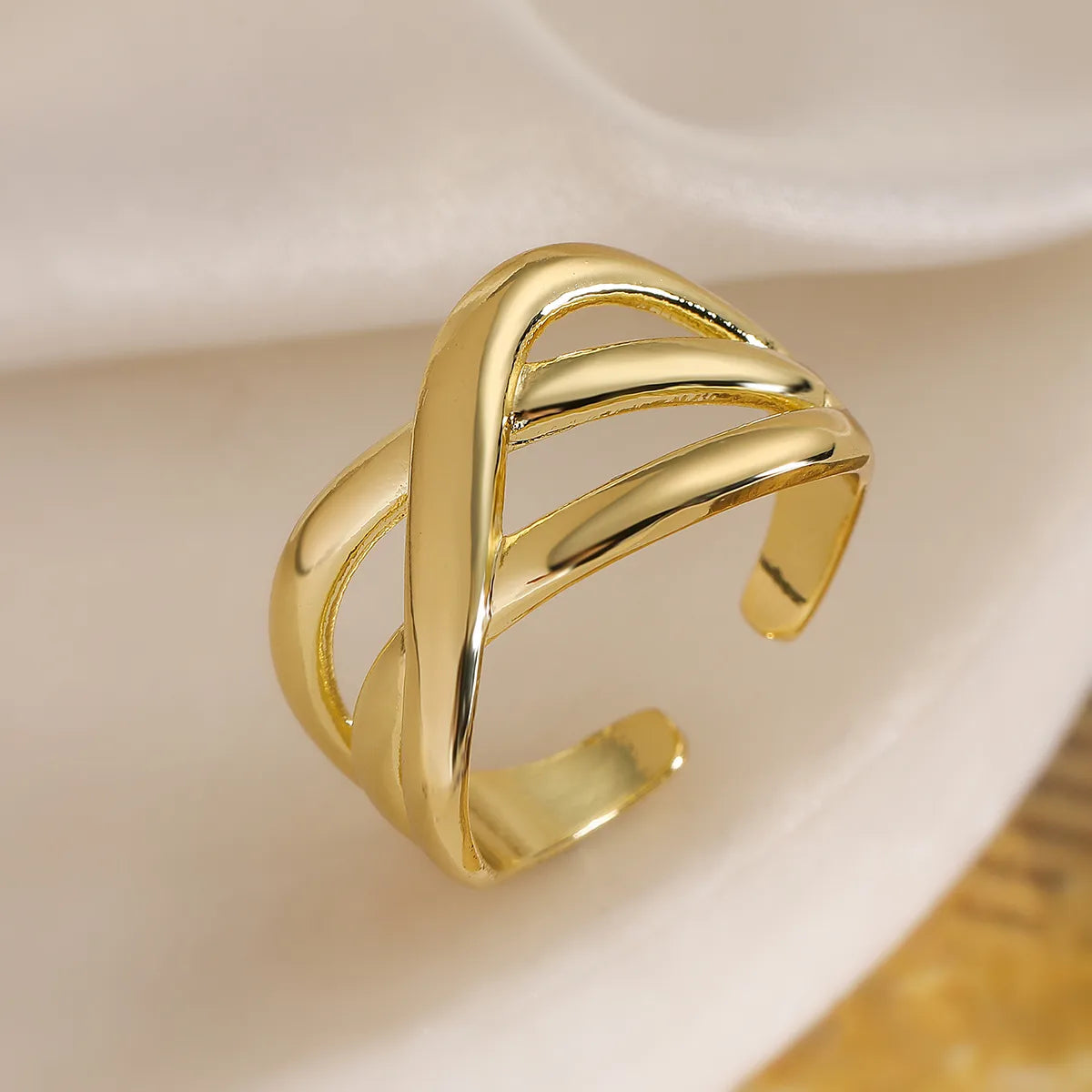 Copper 18K Gold Plated Retro Simple Style Commute Plating Inlay Geometric Zircon Open Rings