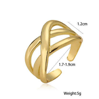 Copper 18K Gold Plated Retro Simple Style Commute Plating Inlay Geometric Zircon Open Rings