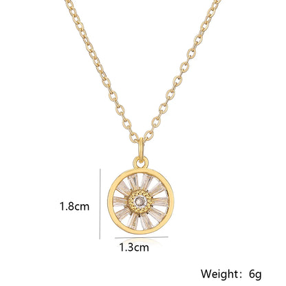 Copper 18K Gold Plated Retro Simple Style Devil's Eye Plating Inlay Zircon Pendant Necklace