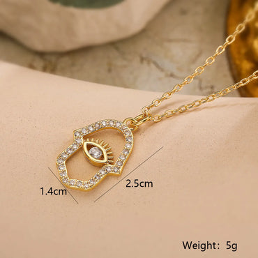 Copper 18K Gold Plated Retro Simple Style Devil's Eye Plating Inlay Zircon Pendant Necklace