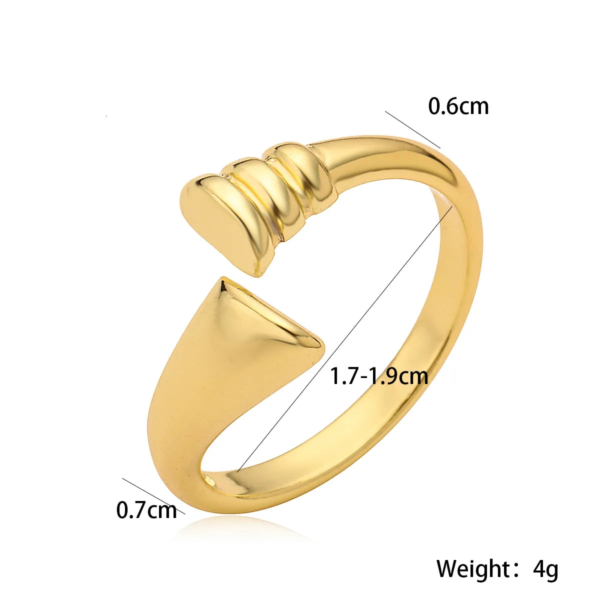 Copper 18K Gold Plated Retro Simple Style Geometric Open Rings