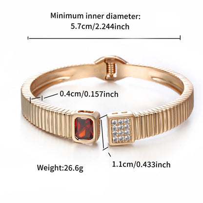 Copper 18K Gold Plated Retro XUPING Inlay Geometric Artificial Gemstones Bangle