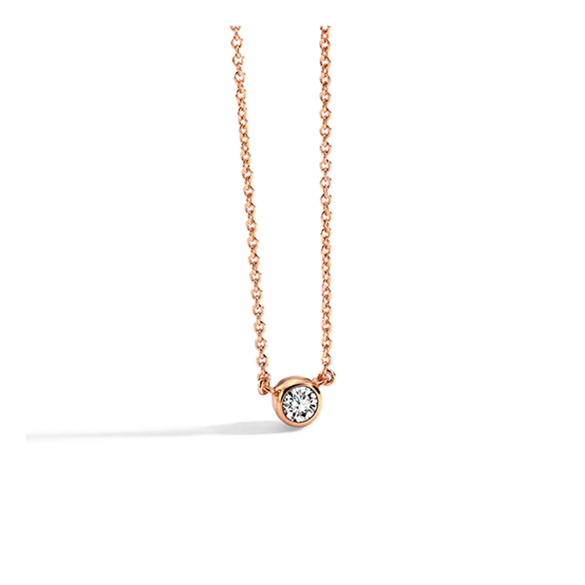 Copper 18K Gold Plated Rose Gold Plated Silver Plated Simple Style Shiny Round Inlay Zircon Necklace