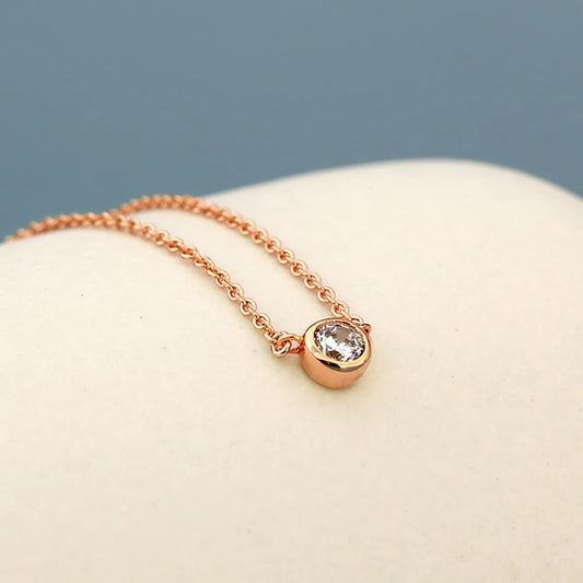 Copper 18K Gold Plated Rose Gold Plated Silver Plated Simple Style Shiny Round Inlay Zircon Necklace