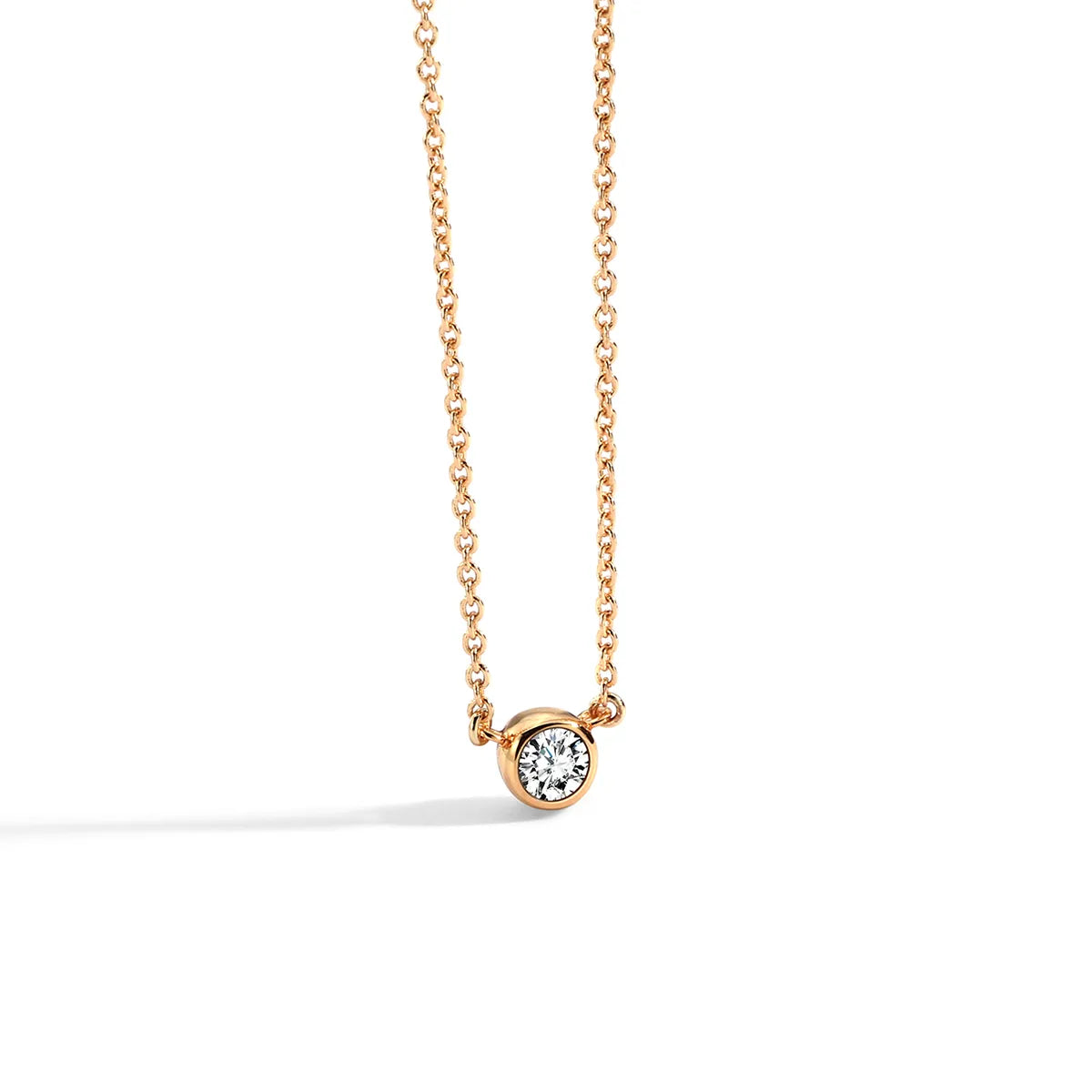 Copper 18K Gold Plated Rose Gold Plated Silver Plated Simple Style Shiny Round Inlay Zircon Necklace