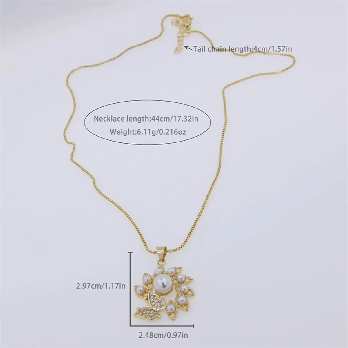 Copper 18K Gold Plated Simple Style Classic Style Flower Butterfly Plating Inlay Zircon Pendant Necklace