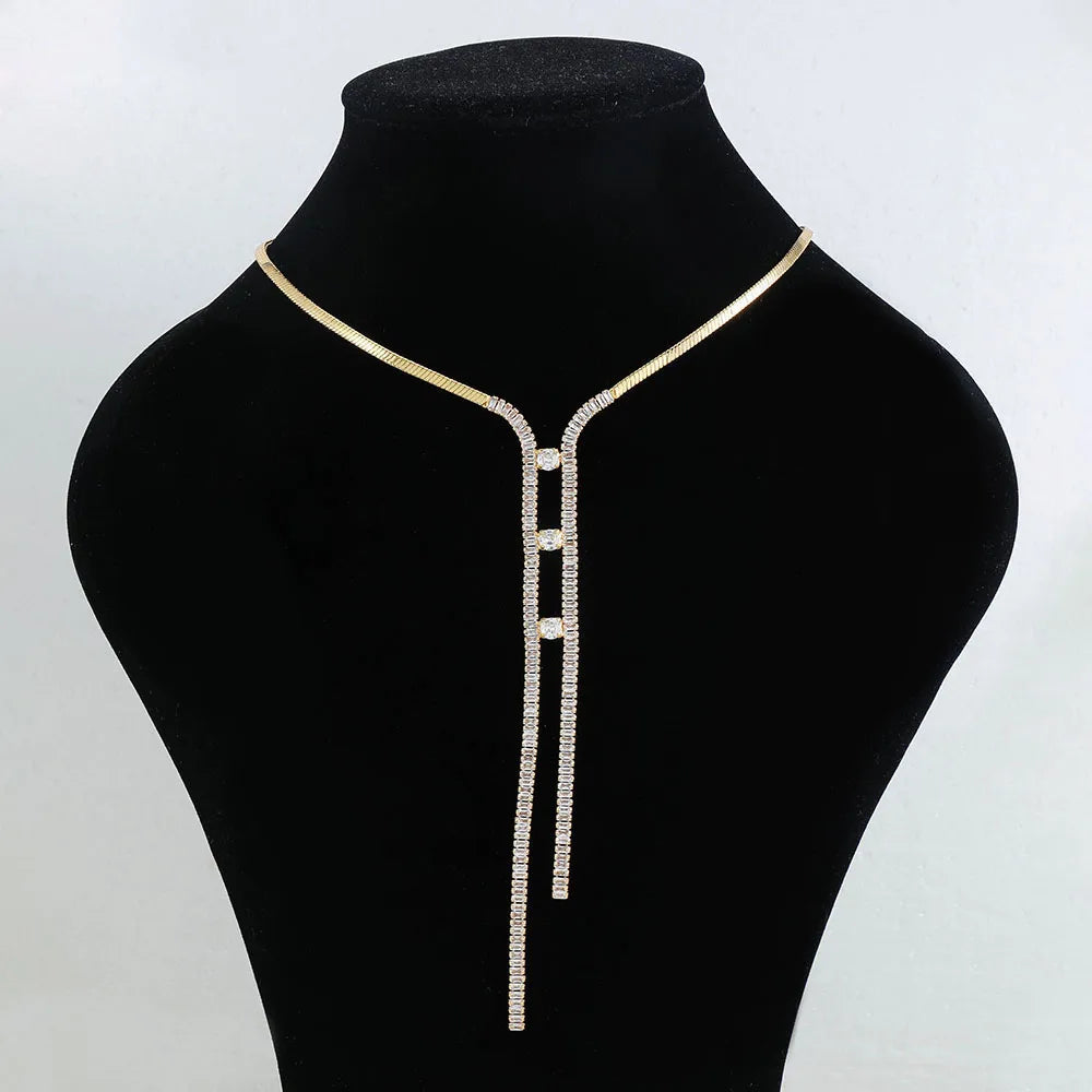 Copper 18K Gold Plated Simple Style Classic Style Inlay Geometric Zircon Necklace