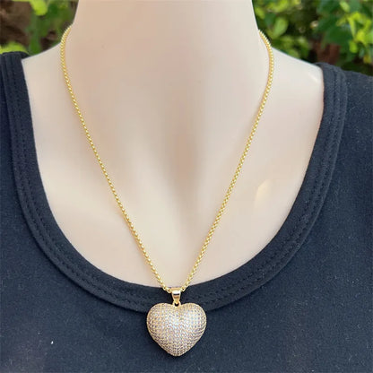 Copper 18K Gold Plated Simple Style Classic Style Inlay Heart Shape Zircon Pendant Necklace