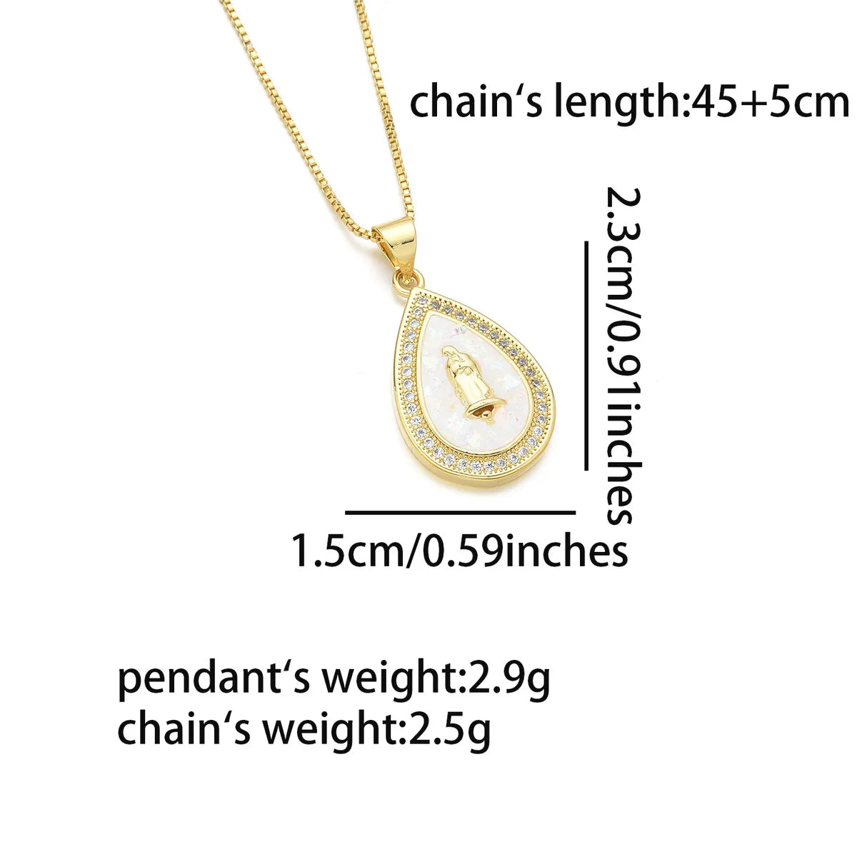 Copper 18K Gold Plated Simple Style Classic Style Inlay Human Geometric Shell Zircon Pendant Necklace