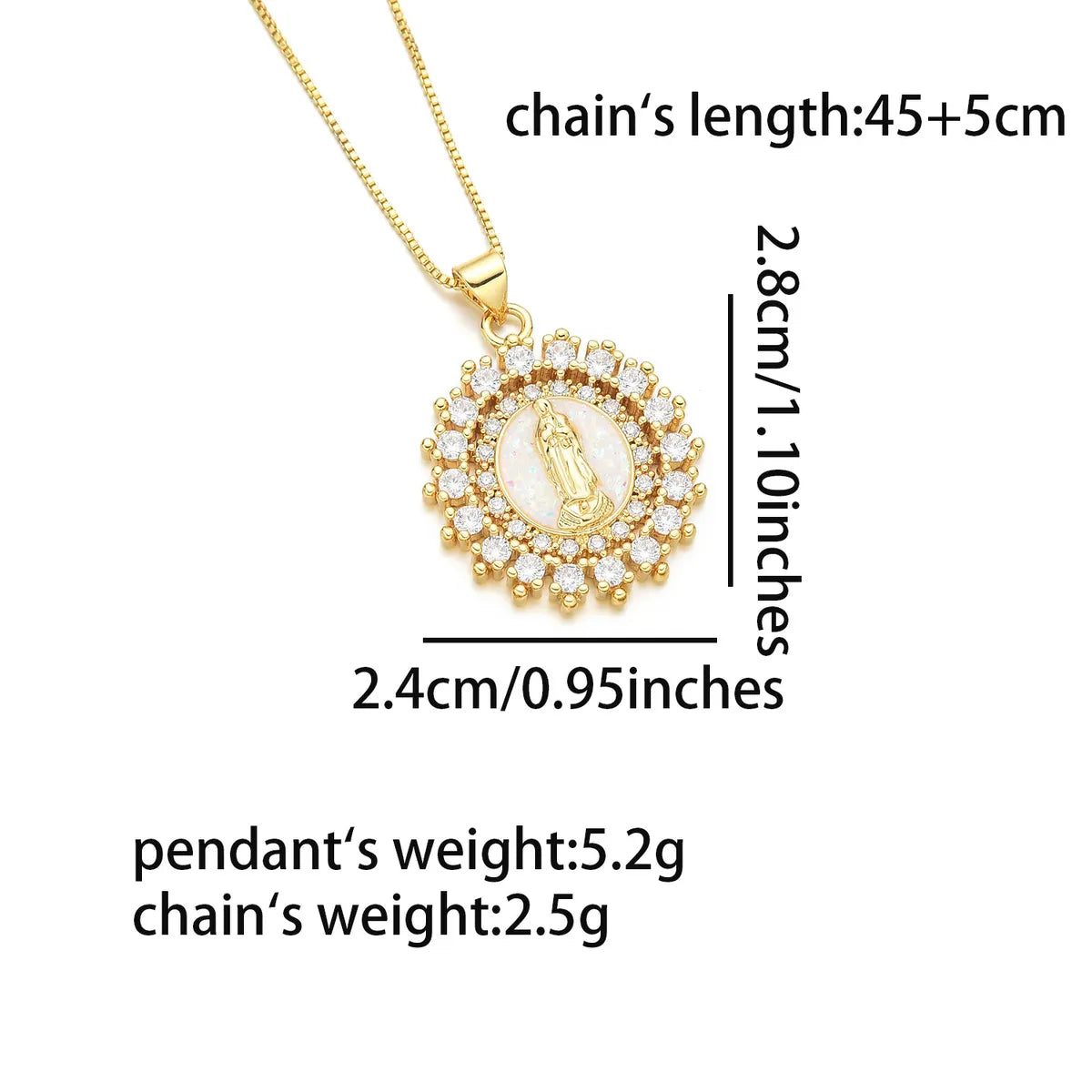 Copper 18K Gold Plated Simple Style Classic Style Inlay Human Geometric Shell Zircon Pendant Necklace