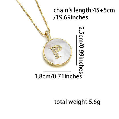 Copper 18K Gold Plated Simple Style Classic Style Inlay Letter Letter Shell Zircon Pendant Necklace