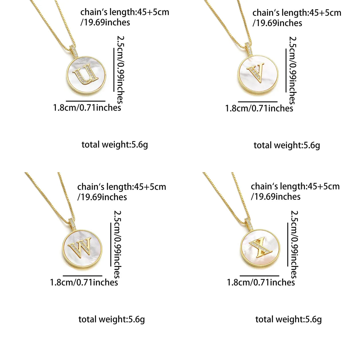 Copper 18K Gold Plated Simple Style Classic Style Inlay Letter Letter Shell Zircon Pendant Necklace