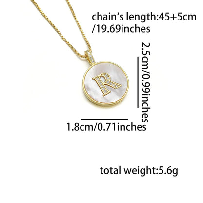 Copper 18K Gold Plated Simple Style Classic Style Inlay Letter Letter Shell Zircon Pendant Necklace