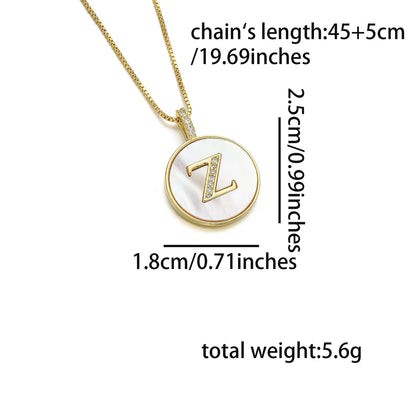 Copper 18K Gold Plated Simple Style Classic Style Inlay Letter Letter Shell Zircon Pendant Necklace